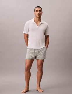 Calvin Klein Kurze Badeshorts mit Kordelzug - Seersucker^Herren BademodeFrisch Eingetroffen