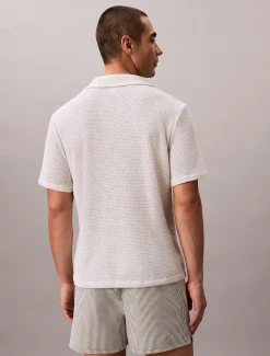 Calvin Klein Kurze Badeshorts mit Kordelzug - Seersucker^Herren BademodeFrisch Eingetroffen