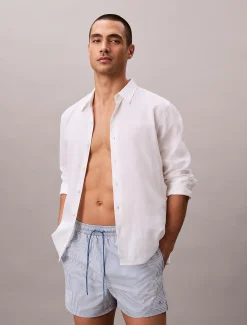 Calvin Klein Kurze Badeshorts mit Kordelzug - Seersucker^Herren BademodeFrisch Eingetroffen
