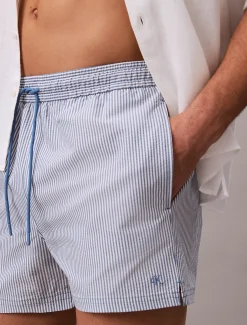 Calvin Klein Kurze Badeshorts mit Kordelzug - Seersucker^Herren BademodeFrisch Eingetroffen