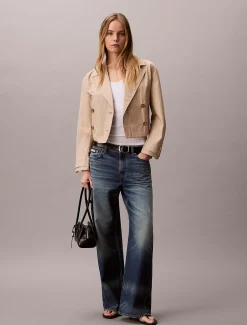 Calvin Klein Kurze Trench-Jacke aus Baumwoll-Twill^Damen Mäntel|JackenFrisch Eingetroffen