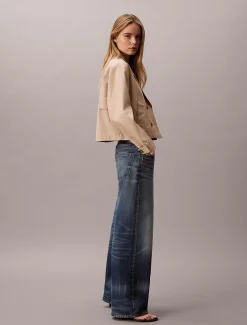 Calvin Klein Kurze Trench-Jacke aus Baumwoll-Twill^Damen Mäntel|JackenFrisch Eingetroffen