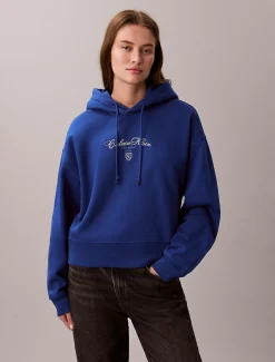 Calvin Klein Kurzer Fleece-Hoodie mit Logo-Schriftzug^Damen Sweatshirts & Hoodies