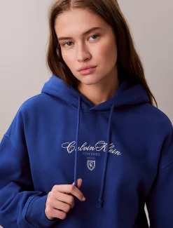 Calvin Klein Kurzer Fleece-Hoodie mit Logo-Schriftzug^Damen Sweatshirts & Hoodies