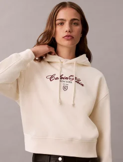 Calvin Klein Kurzer Fleece-Hoodie mit Logo-Schriftzug^Damen Sweatshirts & Hoodies