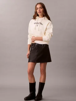 Calvin Klein Kurzer Fleece-Hoodie mit Logo-Schriftzug^Damen Sweatshirts & Hoodies