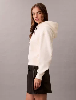 Calvin Klein Kurzer Fleece-Hoodie mit Logo-Schriftzug^Damen Sweatshirts & Hoodies
