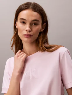 Calvin Klein Kurzes Logo-T-Shirt mit Bindegürtel^Damen T-shirts & Tops