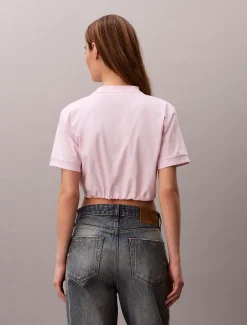 Calvin Klein Kurzes Logo-T-Shirt mit Bindegürtel^Damen T-shirts & Tops