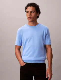 Calvin Klein Kurzärmeliger Pullover aus Pima-Baumwolle^Herren Strickdesigns