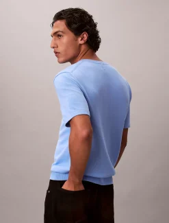 Calvin Klein Kurzärmeliger Pullover aus Pima-Baumwolle^Herren Strickdesigns