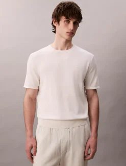 Calvin Klein Kurzärmeliger Pullover aus Pima-Baumwolle^Herren Strickdesigns