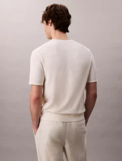 Calvin Klein Kurzärmeliger Pullover aus Pima-Baumwolle^Herren Strickdesigns