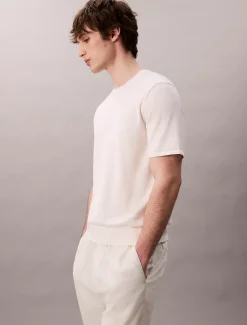Calvin Klein Kurzärmeliger Pullover aus Pima-Baumwolle^Herren Strickdesigns