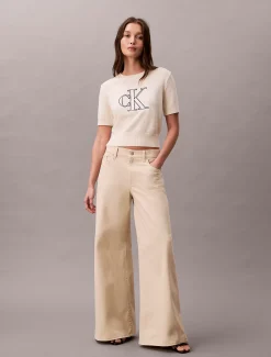 Calvin Klein Kurzärmeliger Pullover mit Monogramm^Damen Strickdesigns