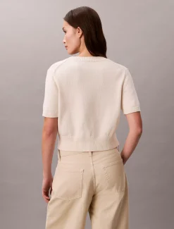 Calvin Klein Kurzärmeliger Pullover mit Monogramm^Damen Strickdesigns