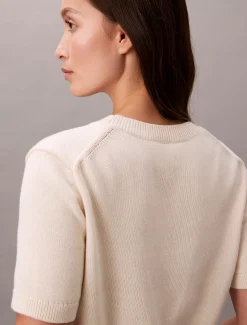 Calvin Klein Kurzärmeliger Pullover mit Monogramm^Damen Strickdesigns