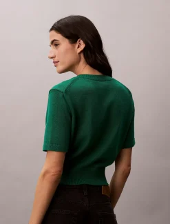 Calvin Klein Kurzärmeliger Pullover mit Monogramm^Damen Strickdesigns