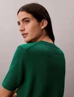 Calvin Klein Kurzärmeliger Pullover mit Monogramm^Damen Strickdesigns