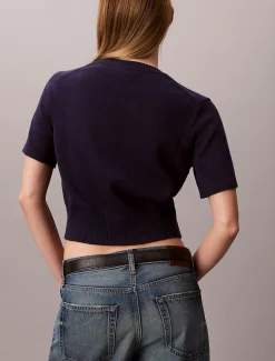 Calvin Klein Kurzärmeliger Pullover mit Monogramm^Damen Strickdesigns