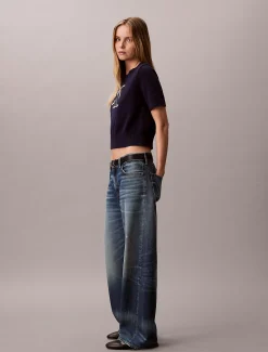 Calvin Klein Kurzärmeliger Pullover mit Monogramm^Damen Strickdesigns