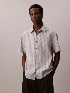 Calvin Klein Kurzärmeliges gestreiftes Hemd mit Struktur^Herren Hemden & Poloshirts