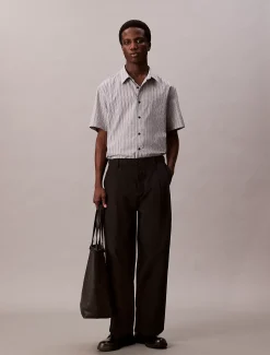 Calvin Klein Kurzärmeliges gestreiftes Hemd mit Struktur^Herren Hemden & Poloshirts