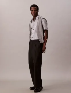 Calvin Klein Kurzärmeliges gestreiftes Hemd mit Struktur^Herren Hemden & Poloshirts