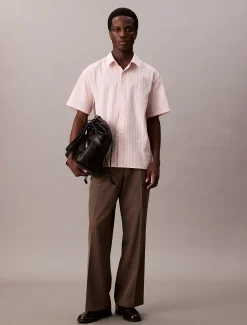 Calvin Klein Kurzärmeliges gestreiftes Hemd mit Struktur^Herren Hemden & Poloshirts