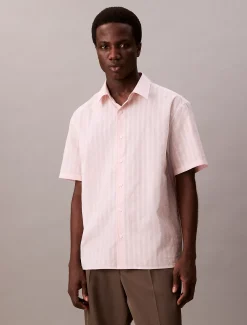 Calvin Klein Kurzärmeliges gestreiftes Hemd mit Struktur^Herren Hemden & Poloshirts