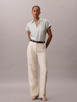 Calvin Klein Kurzärmeliges Hemd aus Leinen-Mix^Damen Hemden & Blusen