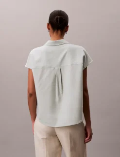 Calvin Klein Kurzärmeliges Hemd aus Leinen-Mix^Damen Hemden & Blusen