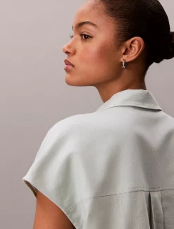 Calvin Klein Kurzärmeliges Hemd aus Leinen-Mix^Damen Hemden & Blusen