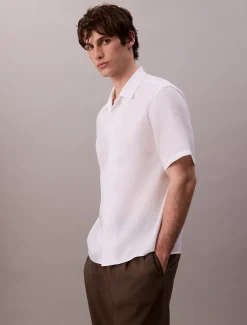 Calvin Klein Kurzärmeliges Hemd aus Leinen^Herren Hemden & Poloshirts