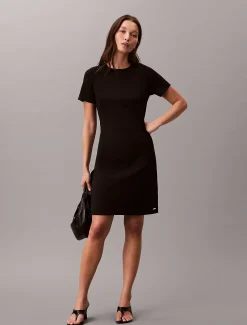Calvin Klein Kurzärmeliges Krepp-Kleid mit Stretchanteil^Damen Kleider & Röcke