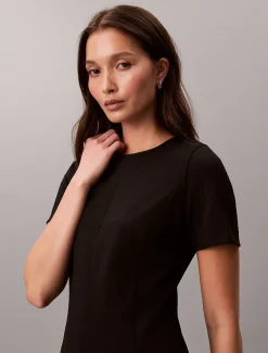 Calvin Klein Kurzärmeliges Krepp-Kleid mit Stretchanteil^Damen Kleider & Röcke