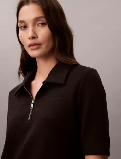 Calvin Klein Kurzärmeliges Polo-Top mit Reißverschluss^Damen Hemden & Blusen|Sweatshirts & Hoodies