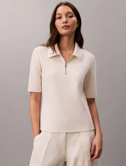 Calvin Klein Kurzärmeliges Polo-Top mit Reißverschluss^Damen Hemden & Blusen|Sweatshirts & Hoodies