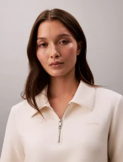Calvin Klein Kurzärmeliges Polo-Top mit Reißverschluss^Damen Hemden & Blusen|Sweatshirts & Hoodies