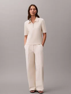 Calvin Klein Kurzärmeliges Polo-Top mit Reißverschluss^Damen Hemden & Blusen|Sweatshirts & Hoodies