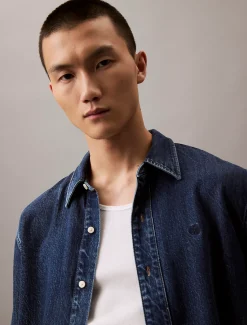 Calvin Klein Kurzärmliges Lyocell-Denim-Hemd^Herren Hemden & Poloshirts