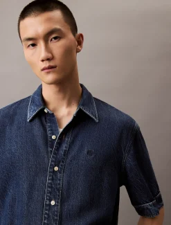 Calvin Klein Kurzärmliges Lyocell-Denim-Hemd^Herren Hemden & Poloshirts