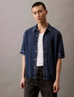 Calvin Klein Kurzärmliges Lyocell-Denim-Hemd^Herren Hemden & Poloshirts