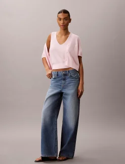 Calvin Klein Kurzärmliges Twin-Set aus Baumwollstrick^Damen Strickdesigns