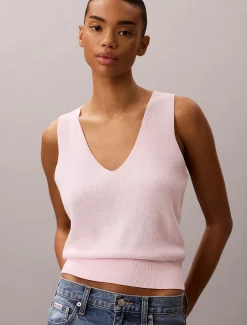 Calvin Klein Kurzärmliges Twin-Set aus Baumwollstrick^Damen Strickdesigns