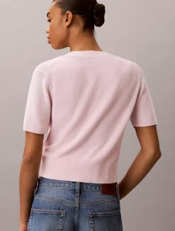 Calvin Klein Kurzärmliges Twin-Set aus Baumwollstrick^Damen Strickdesigns