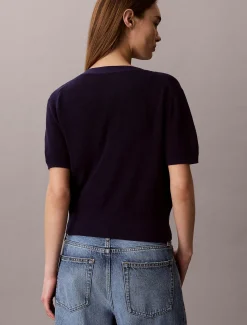 Calvin Klein Kurzärmliges Twin-Set aus Baumwollstrick^Damen Strickdesigns