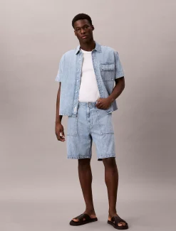Calvin Klein Kurzärmliges Utility-Hemd aus Denim^Herren Hemden & Poloshirts