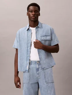 Calvin Klein Kurzärmliges Utility-Hemd aus Denim^Herren Hemden & Poloshirts