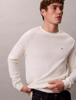 Calvin Klein Langarm-T-Shirt mit Waffelstruktur^Herren T-shirts